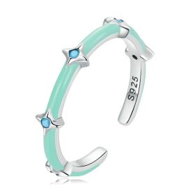Grey Blue Oil Drop Zircon Simple Star Ring