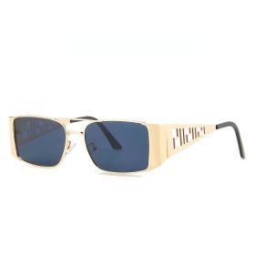 Fashion Steampunk Sunglasses Women Rectangle Glasses Retro Sunglass Men Luxury Designer Eyewear UV400 Sun Glass Gradient Shades (Lens Color: gold black)