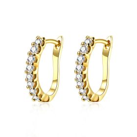 Simple Elegant Women Plated  Silver Gold Hoop Earrings Geometric Earrings Ear Hooks Jewelry (Color: Golded)