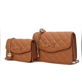 MKF Collection Blossom Quilted Women's Shoulder Bag with a Mini Bag set Handbag By Mia K (material: Quilted, Color: Khaki)